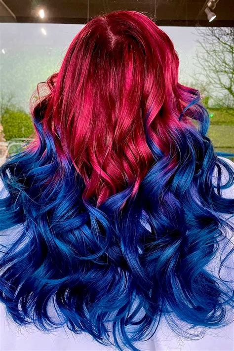 blue and red hairstyles|red and blue hair.